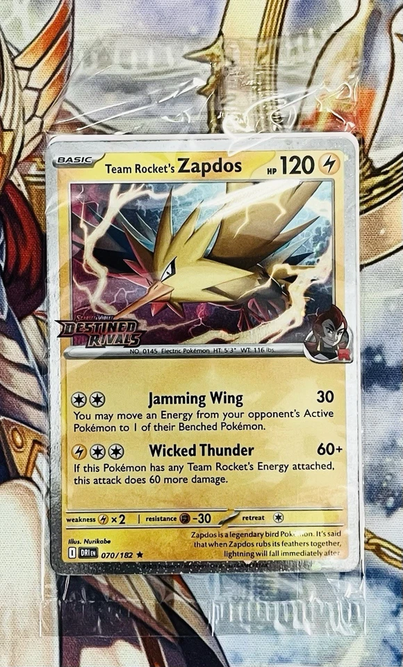POKEMON TEAM ROCKET'S ZAPDOS ASIA EXCLUSIVE HOT-STAMPED 070/182 (ENGLISH) - Image 1 of 1