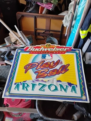 1998 Village Budweiser Arizona Diamondbacks baseball sign. Please See Pics 21x24 - Image 1 of 4