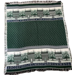 Vintage Throw Blanket School House Home is Where the Heart is Alphabet (47 x 54) - Picture 1 of 11