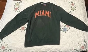 Vintage 1990s Miami Hurricanes Heavyweight College Crewneck Champion Sweatshirt - Picture 1 of 5