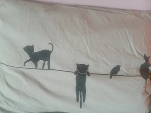 Edredón doble IKEA BARNDROM gatos negros y funda y funda de almohada nunca usada lavada - Imagen 1 de 11