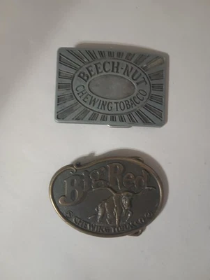 Vintage Brass Chewing Tobacco  Belt Buckle Lot (2) Beech-Nut & Big Red! - Image 1 of 4