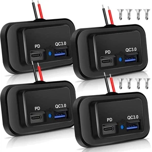 2PZ Presa USB 12V/24V RV 48W, Doppia PD3.0 Type-C (USB C) e Ricarica Rapida QC3... - Foto 1 di 7