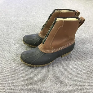 LL Bean Bean Stiefel Herren Größe 6 Braun Ente Gummi Lammfell Reißverschluss Winter Schnee - Bild 1 von 15