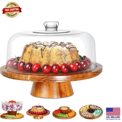 Versatile Acacia Wood Cake Holder with Lid - Perfect Gift for Food Enthusiasts - Image 1 of 4