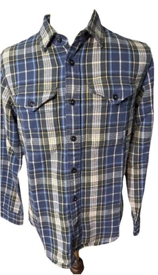 NUEVO CON ETIQUETAS Camisa Relwen Franela Cepillada Para Hombres Manta Azul Tartán Manga Larga Talla Med Foto 1 de 4