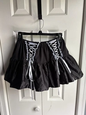 French Maid Style Black Satin Puffy Mini Skirt Size Small Unbranded *Skirt only - Image 1 of 4