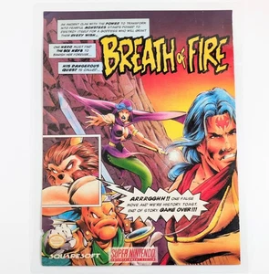Breath of Fire 1994 video game Laminated Ad SNES Squaresoft RPG Collectible Gift - Picture 1 of 6
