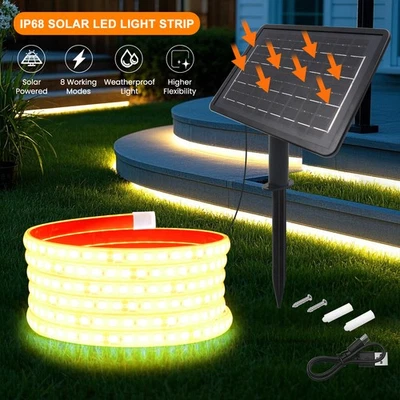 Solar LED Strip Lights Outdoor Waterproof Step Stair Pool Porch Pergola Decor - Image 1 of 4