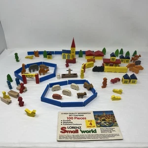 VTG Lorenz Small World Wooden Block Set Animals Cars West Germany 99% Complete - Picture 1 of 24