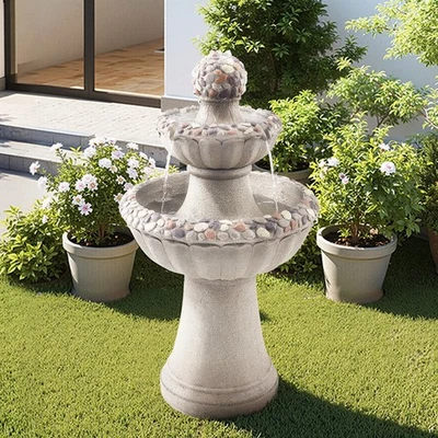 Uimoso 36.5" Outdoor Water Fountain Garden Waterfall Decor Rock-Inspired Design - Image 1 of 4