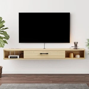 Floating TV Unit, 47'' Wall Mounted TV Cabinet with Floating Shelves and Door... - Picture 1 of 8