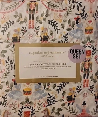 Cupcakes and Cashmere QUEEN 4 Pc Cotton Sheet Set Holiday Nutcracker Ballet NEW - Image 1 of 4