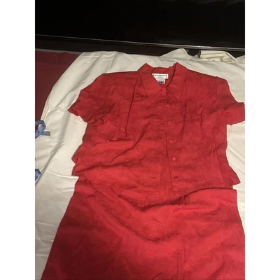 De Colección Karin Stevens Petites 2 Piezas Vaina Blazer Falda Rojo Floral Talla 8 Foto 1 de 4