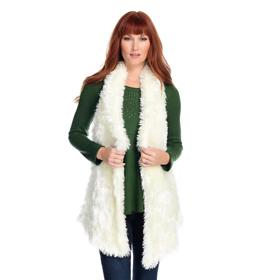 Chaleco One World tejido con hilo de pestañas y cable frente abierto nuevo sin etiquetas Foto 1 de 4