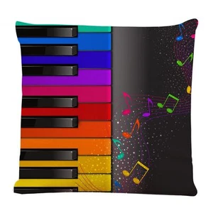 Decorative Square Throw Pillow Covers Music Notes on Keyboard Couch Sofa Bed ... - Picture 1 of 5