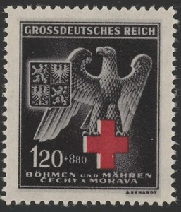 Briefmarke Deutschland Böhmen Tschechisch Mi 132b Sc B21 1940 Zweiter Weltkrieg Besatzung Rotes Kreuz postfrisch - Bild 1 von 1