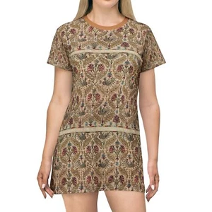 Bohemian Floral T-Shirt Dress - Casual Summer Wear, Beach Days, Walking, - Picture 1 of 25