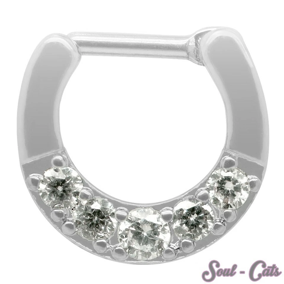 Piercing Septum Strasssteine Strass Nasenring Nasenschmuck silber Edelstahl - Bild 1 von 1