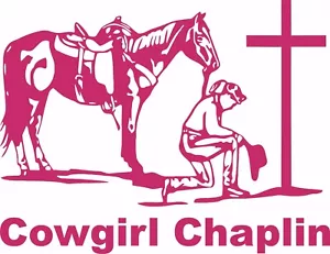 Chaplin Cowgirl Praying Horse Car Truck Window Laptop Vinyl Decal Sticker - Picture 1 of 2