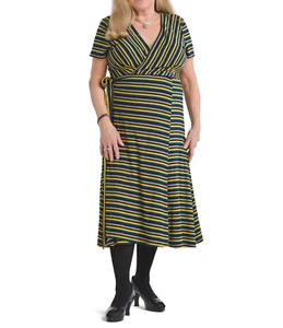 Hutch Short Sleeve Stripe Midi Wrap Dress Size XL - Picture 1 of 2