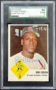 Bob Gibson 1963 béisbol Fleer automático #61 SGC 80 EX/NM 6 - Imagen 1 de 2