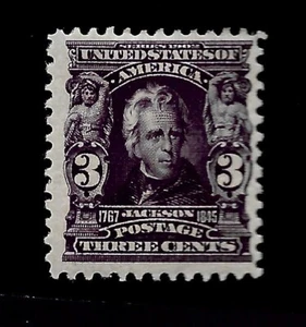 US 1909 - Sc# 302- 3 c Jackson Mint H - Vivid Color - Centered - Picture 1 of 1