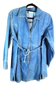 Announcements Maternity women's large denim belted NWT blouse - Picture 1 of 7