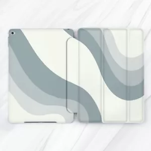 Trendy Green Gray Stripes Case For iPad 10.2 Air 3 4 5 Pro 9.7 10.5 11 12.9 Mini - Picture 1 of 6