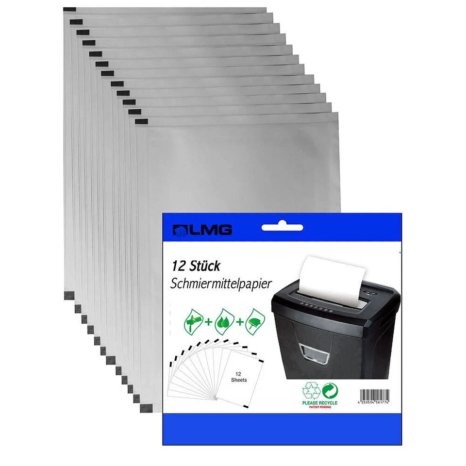 LMG 12x Premium Ölpapier für Aktenvernichter Schärft und schmiert gleichzeitig
