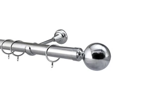Extendable Designer Metal Curtain Pole 28mm Rod With Finials Polished Chrome - Picture 1 of 10