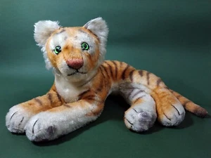 STEIFF © TIGRE. Juguete de relleno de lana de madera Mohair de colección de la década de 1950. Hecho en Alemania - Imagen 1 de 11