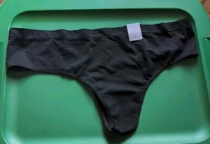 Auden Womens Plus Size XXL (17) Solid Black Seamless Tagless Thong Underwear - Picture 1 of 1