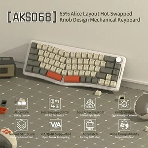 AttackShark AKS068 Alice Layout Wired Mechanical Keyboard Gasket Mount 68 Keys - Bild 1 von 25
