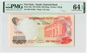 SOUTH VIETNAM 500 Dong 1970, P-28a National Bank, PMG 64 EPQ Choice UNC Grade - Picture 1 of 2