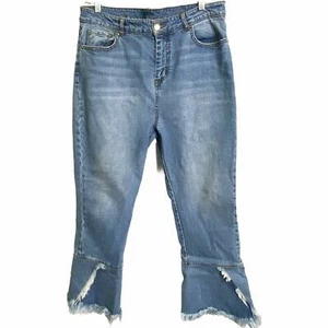 Design Lab Lord & Taylor Women's Jeans Cropped Blue Light Wash Mid-Rise Cotton L - Picture 1 of 6