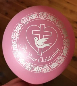 15 “FOR YOUR CHRISTENING” CROSS CHRISTENING BALLOONS DOVE WHITE & PINK - Picture 1 of 5