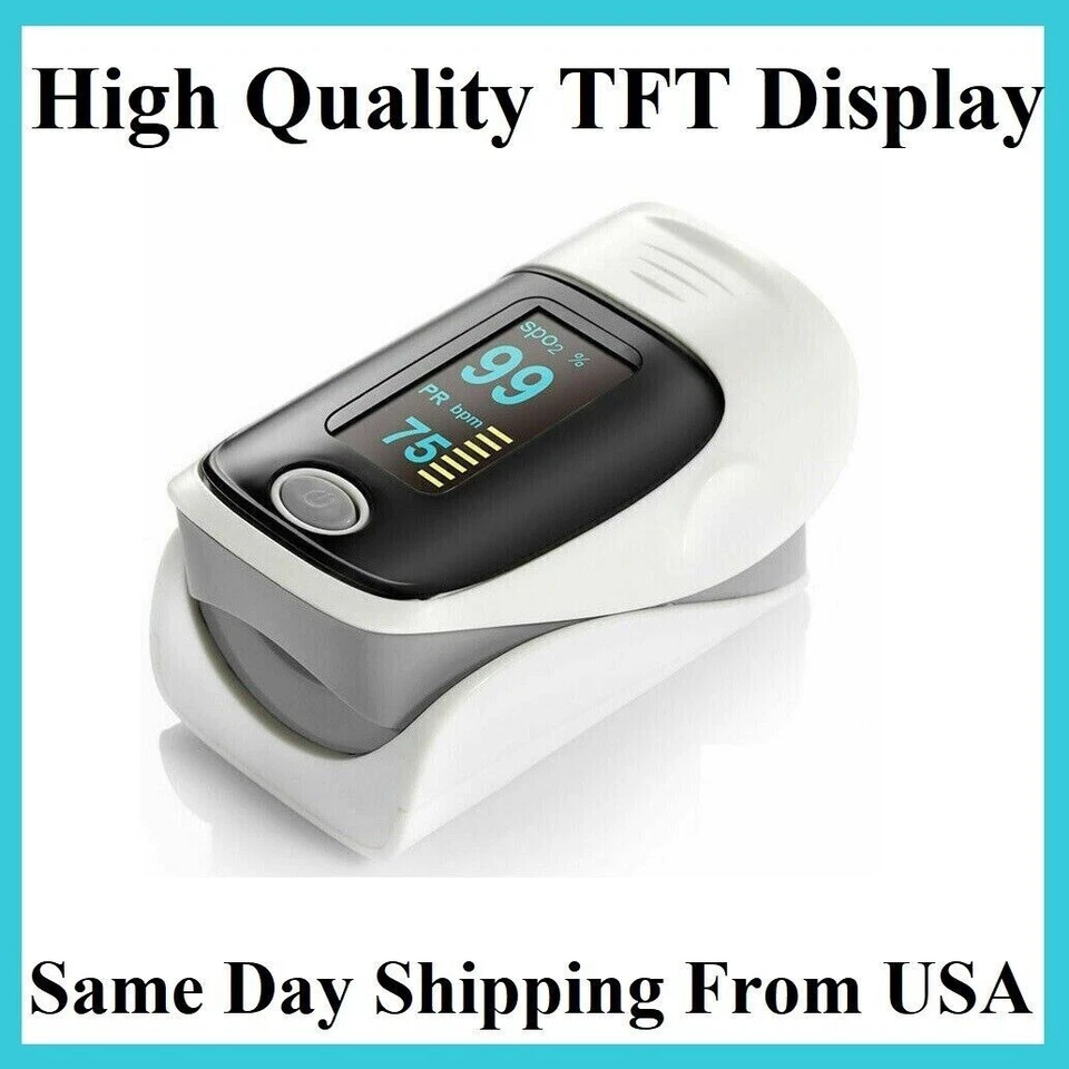 Finger Pulse Oximeter Heart Rate Blood Oxygen Saturation Monitor SpO2 PR Measure - Image 1 of 4