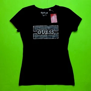 GUESS Los Angeles Women’s Short Sleeve T-Shirt Size SMALL Black w/Silver, Camo - Picture 1 of 13