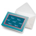 Greeting Card Photo Insert Blue Abstract Whale Pattern
