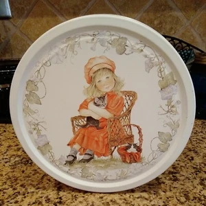 Vintage Imported Denmark Danish Cookies White with Girl Tin Net Wt. 16 oz Empty - Picture 1 of 4