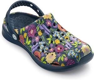 Joybees Active Clog Sandal Navy Painted Floral Adult Sandal Unisex Women Men - Picture 1 of 5