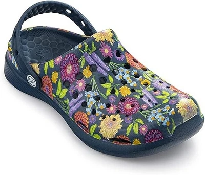 Sandalia Joybees Active Zueco Azul Marino Pintado Floral Adulto Sandalia Unisex Talla W 9 M 7 Foto 1 de 4