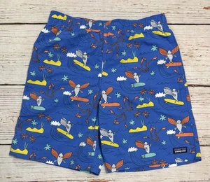 NWT Patagonia 7” Baggies Shorts Happy Jam Bayou Blue Boys Sz XL (14) - Picture 1 of 18
