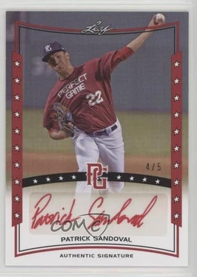 2014 Leaf Perfect Game Showcase Auto Red /5 Patrick Sandoval #A-PS1 Auto - Image 1 of 2