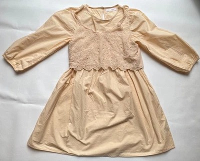 Zara Girls Size 11-12 Cotton Dress With Beaded Detail Peach - Image 1 of 4