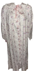 Vintage Lanz of Salzburg Flannel Nightgown NWT Large Floral Lace USA Nordstrom L - Picture 1 of 10