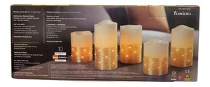 Fusion Flameless LED Candles with Gold Fairy Lights 5Pk Real Wax Battery Power - Picture 1 of 4