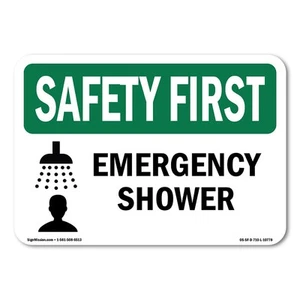 Emergency Shower OSHA Safety First Sign Metal Plastic Decal - Picture 1 of 5