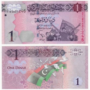LIBYA 1 DINAR 2013 P76 s/n 0801246 UNC (see scan) - Picture 1 of 1